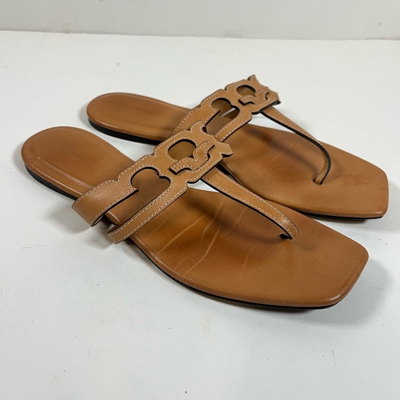 Tory Burch Ines T Strap Tan Thong Sandals Women's Size 9.5 - Picture 2 of 6